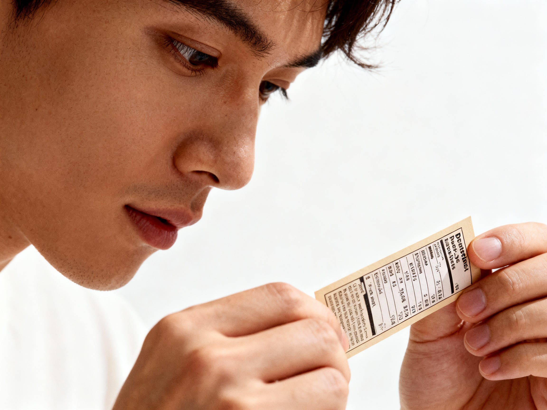 a person reading a food label