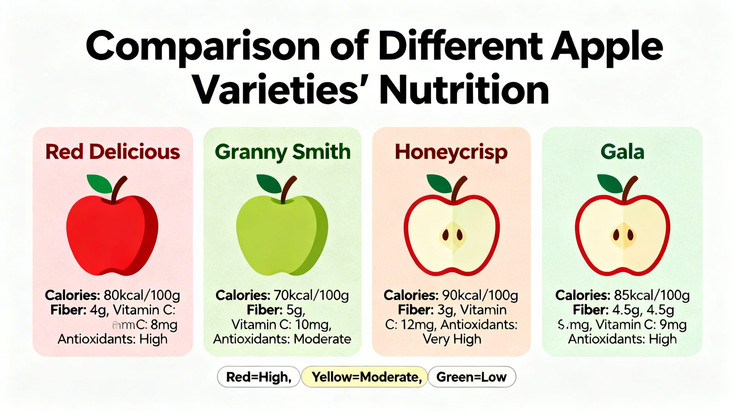 comparison of different apple varieties nutrition