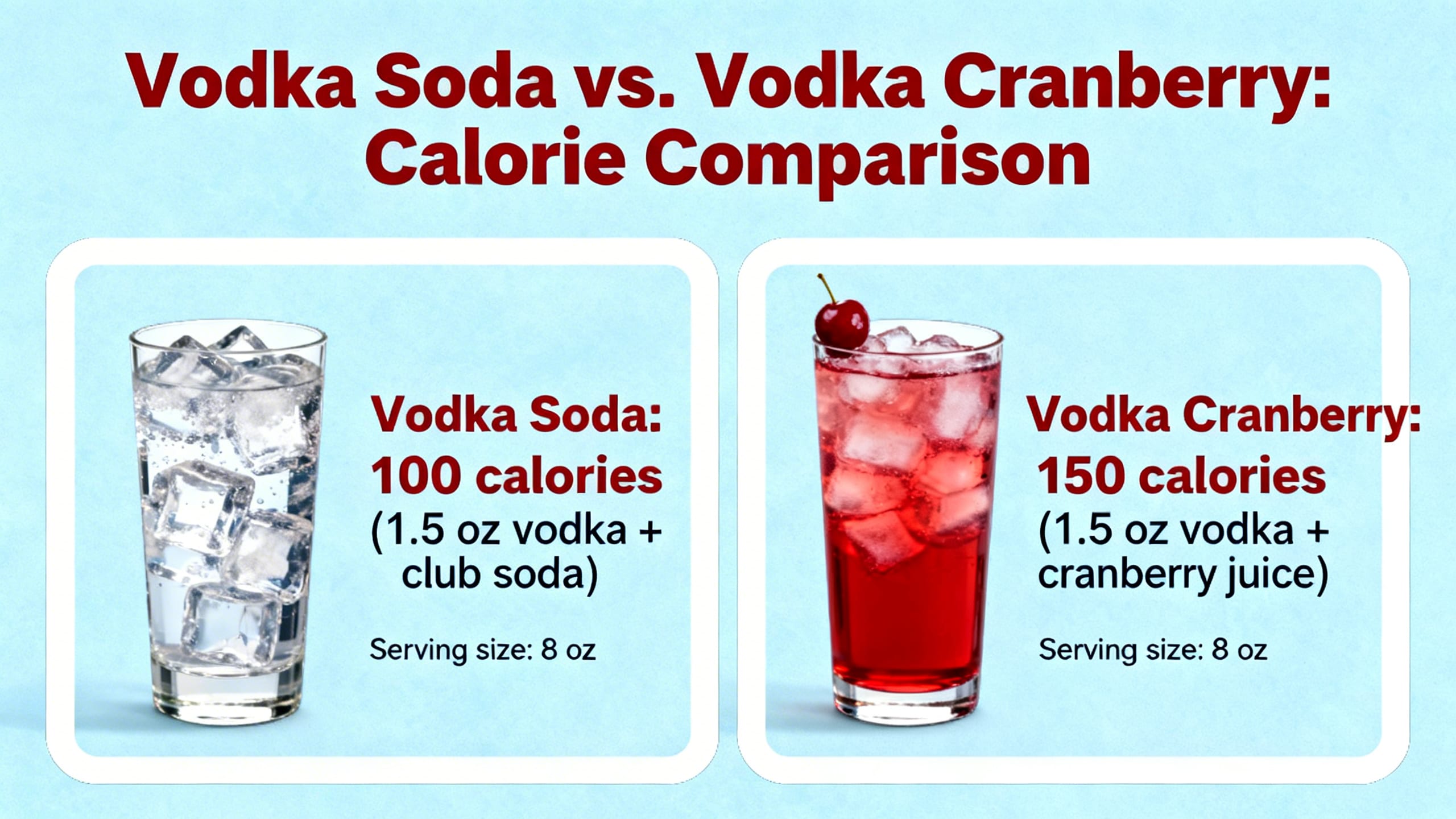 comparing vodka soda to vodka cranberry calories