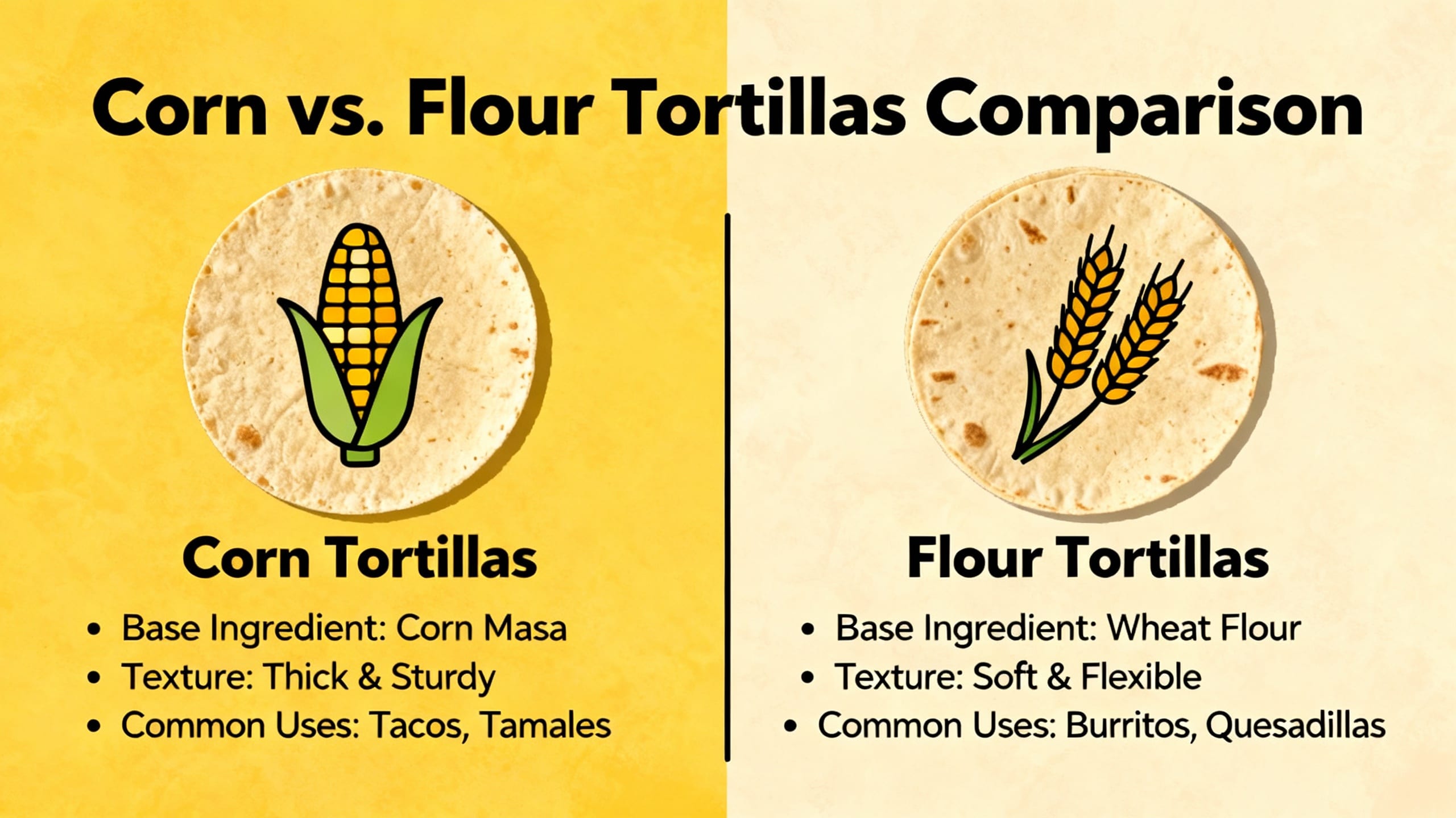 comparison of corn and flour tortillas