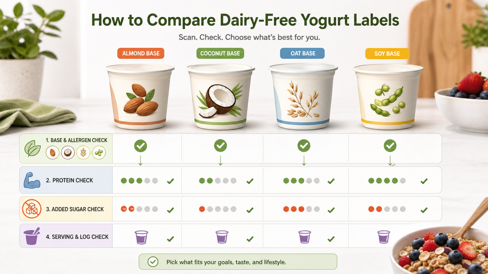 dairy-free yogurt label comparison framework