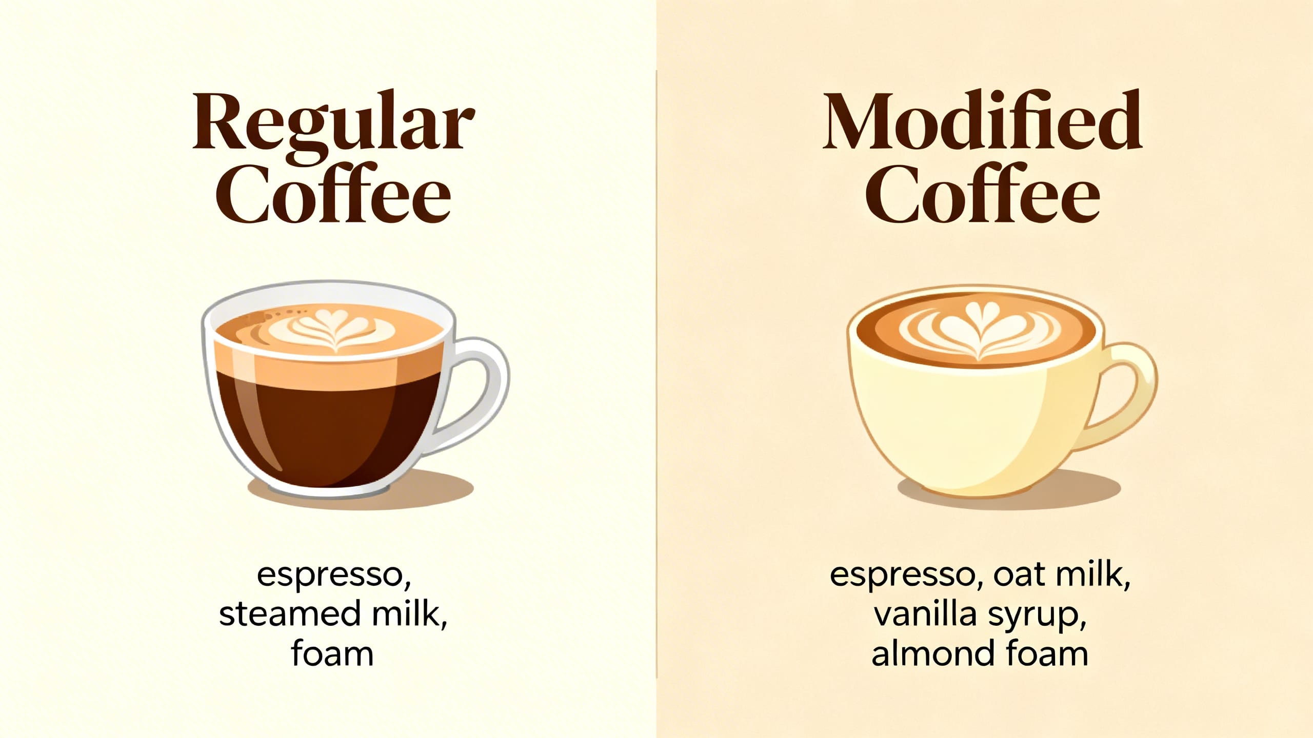 comparison of regular vs modified coffee drink