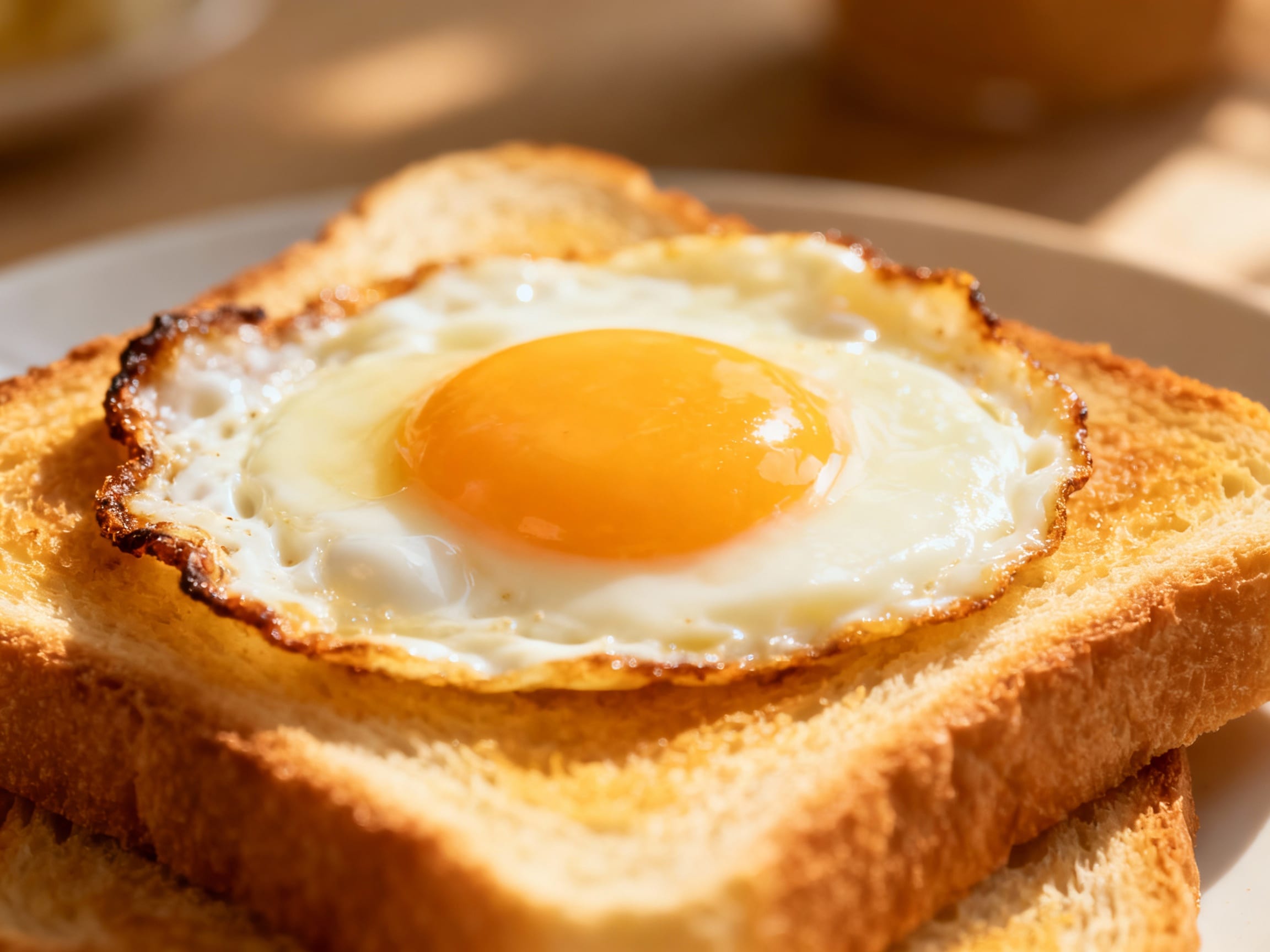 delicious fried egg on toast