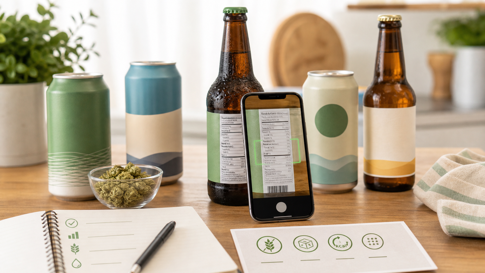 gluten-free beer labels being scanned with a phone