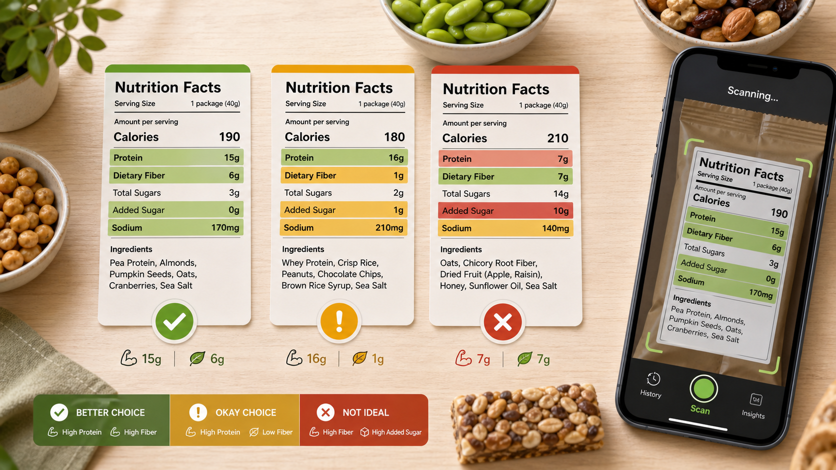 high-protein high-fiber snack scan framework