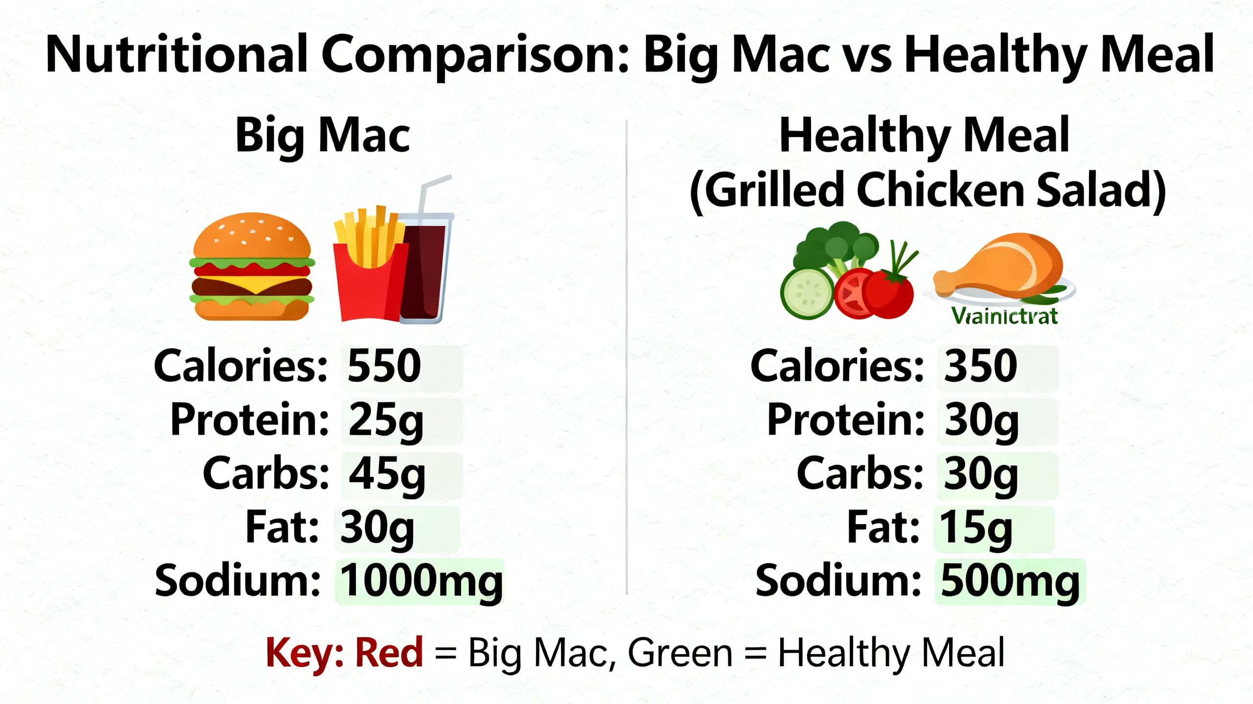 nutritional comparison big mac vs healthy meal