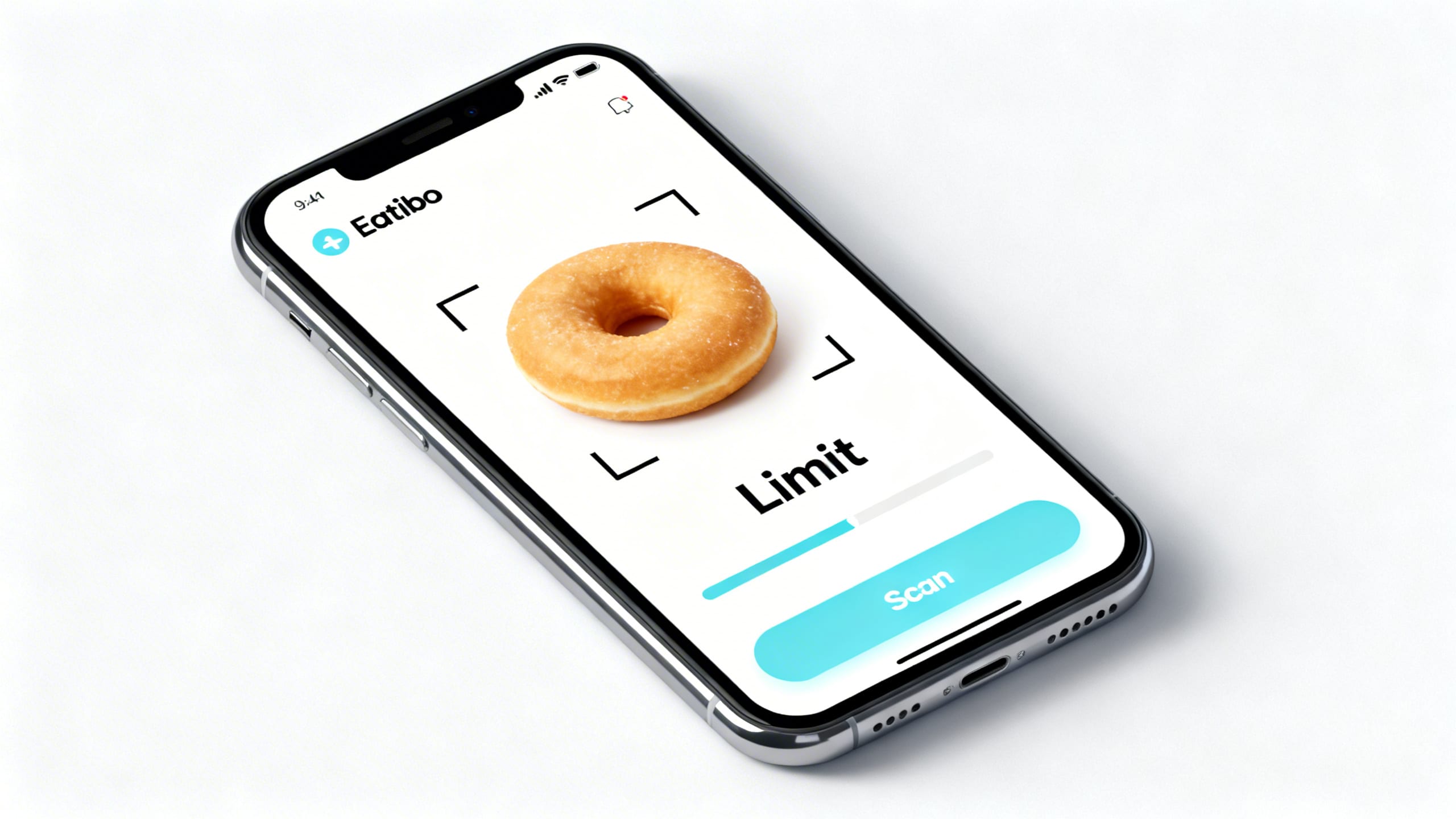 Eatibo app scanning a donut and showing "Limit" rating