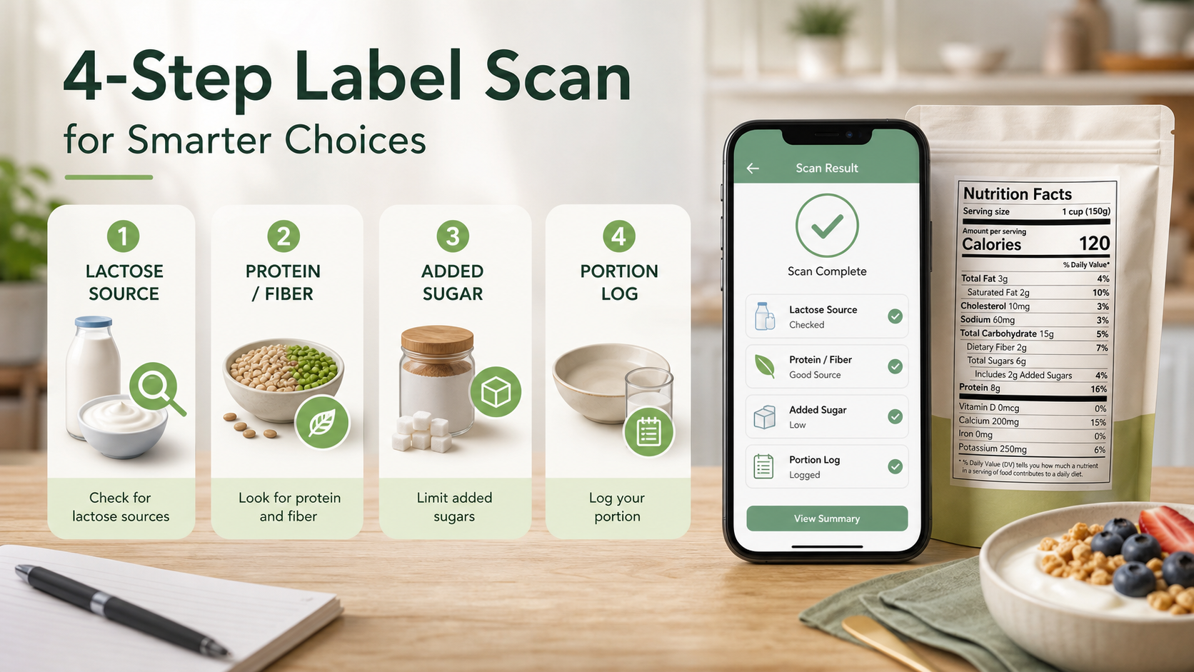 four-step lactose-free label scan framework