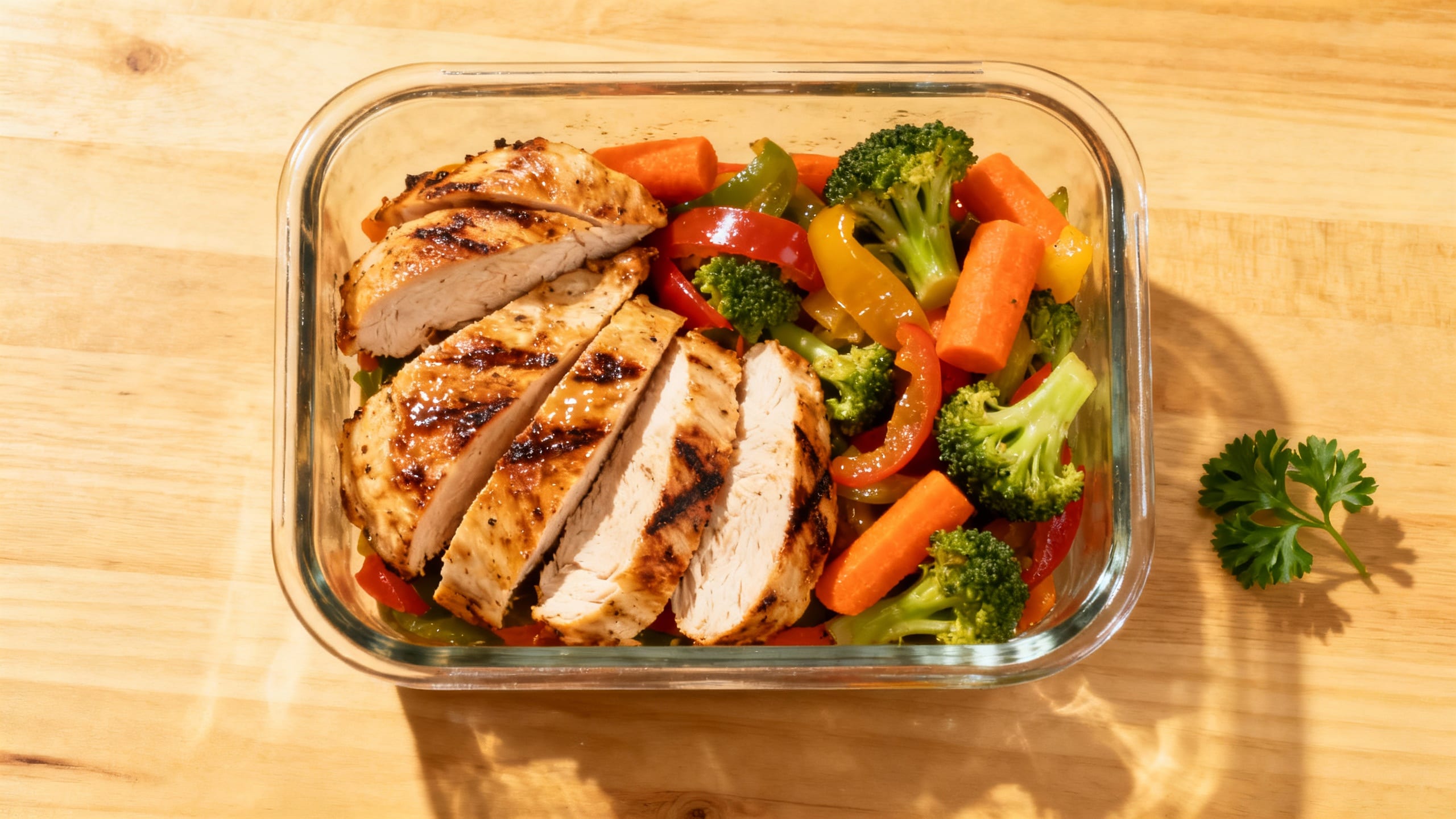 healthy meal prep with chicken and vegetables