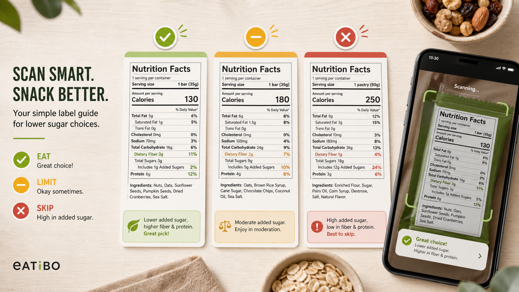 low-sugar snack scan framework
