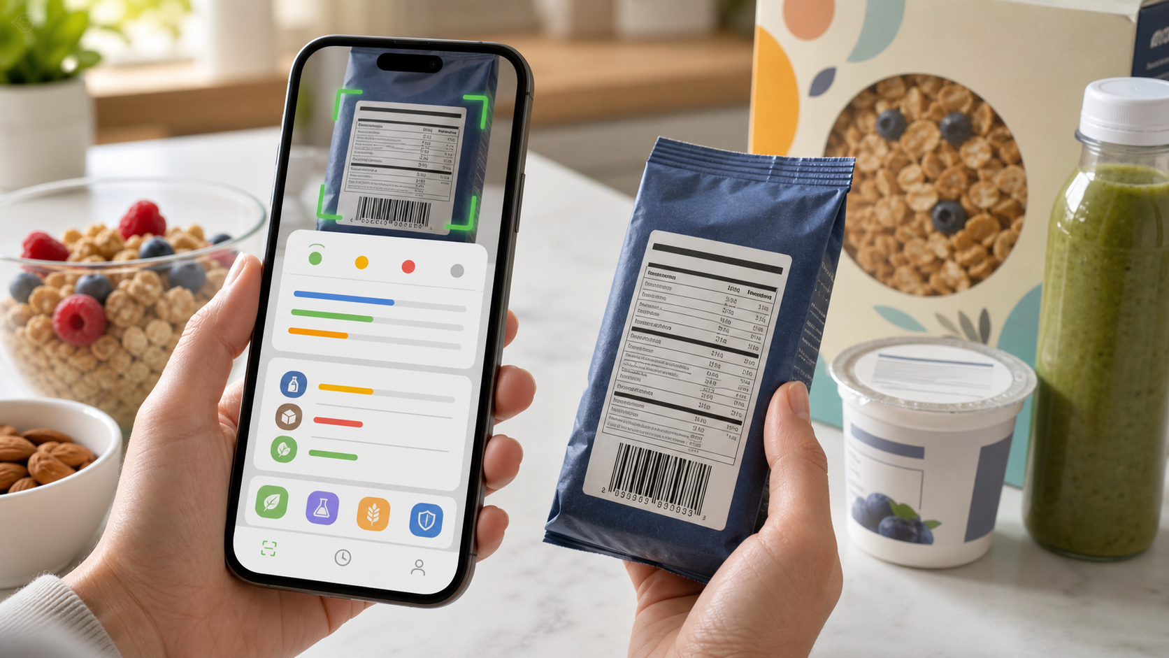 nutrition label scanner app scanning a packaged food label