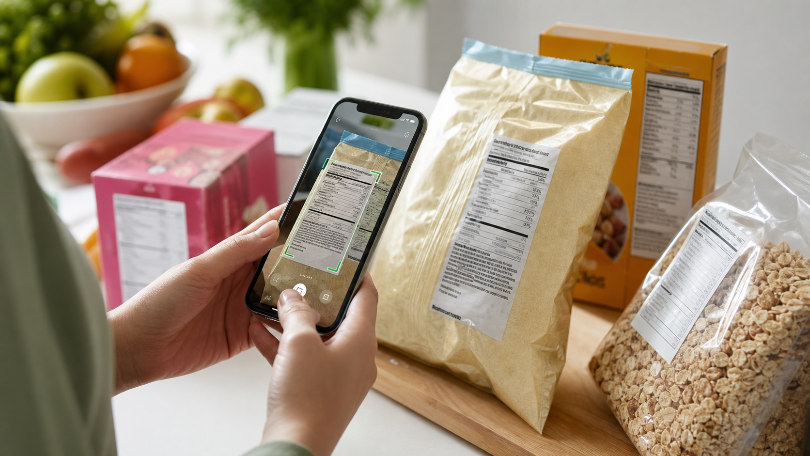 ultra-processed food scanner app checking a packaged-food label
